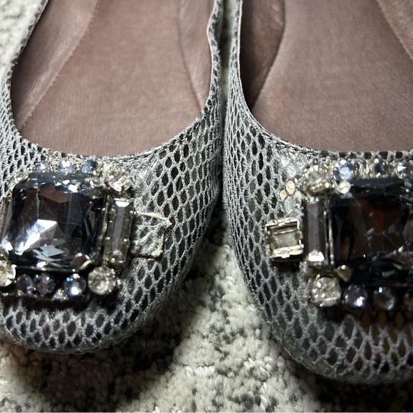 Steve Madden Black & Gray Rhinestone Pewter Kobbe Ballet Flats Size 7.5 - Picture 4 of 10